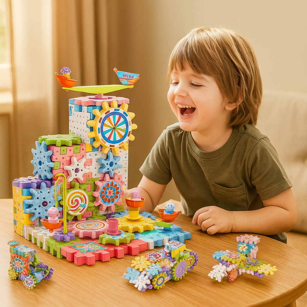 Rotierendes Montessori Zahnrad-Baustein Spielzeug
