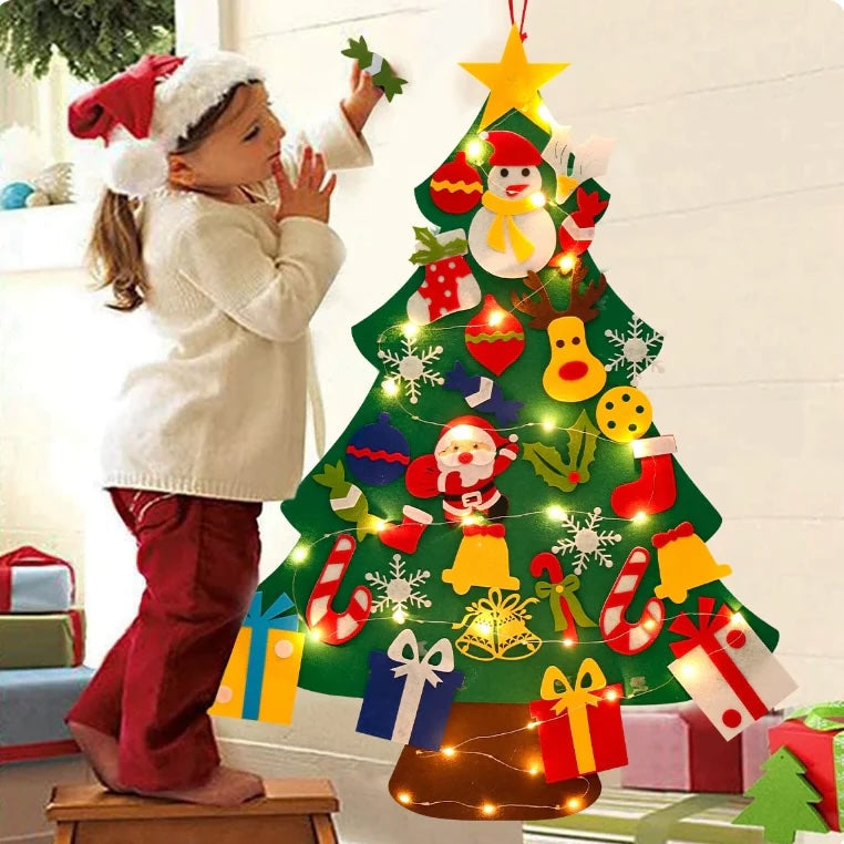 Montessori Filz Weihnachtsbaum mit Lichterkette