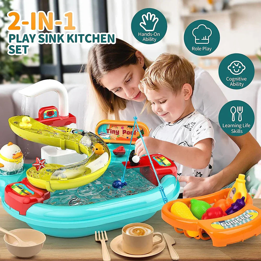 Interaktiver Wasserspaß – Spielküche und Angelset für Kinder