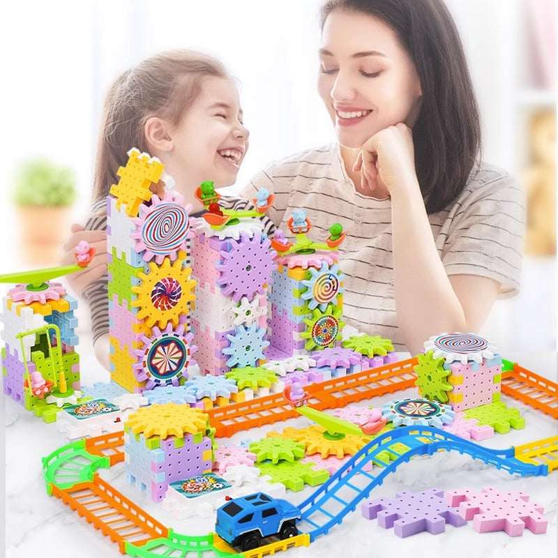 Rotierendes Montessori Zahnrad-Baustein Spielzeug