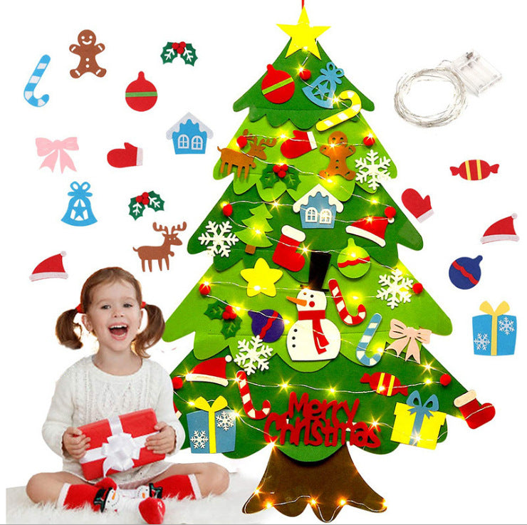 Montessori Filz Weihnachtsbaum mit Lichterkette