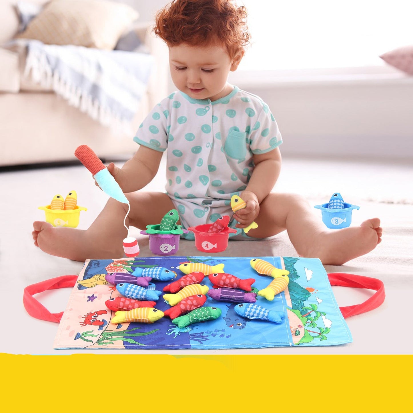 Montessori Plüsch Fischteich Kinderspielzeug