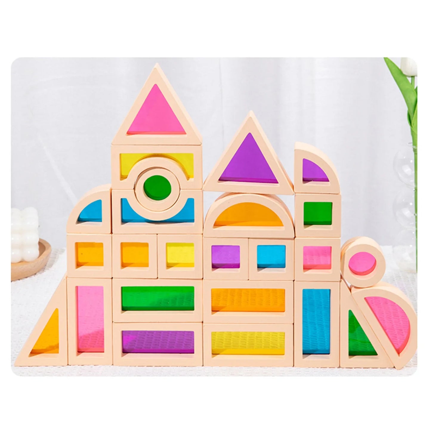 Kreative Montessori Holzbausteine mit verschiedenem Kern