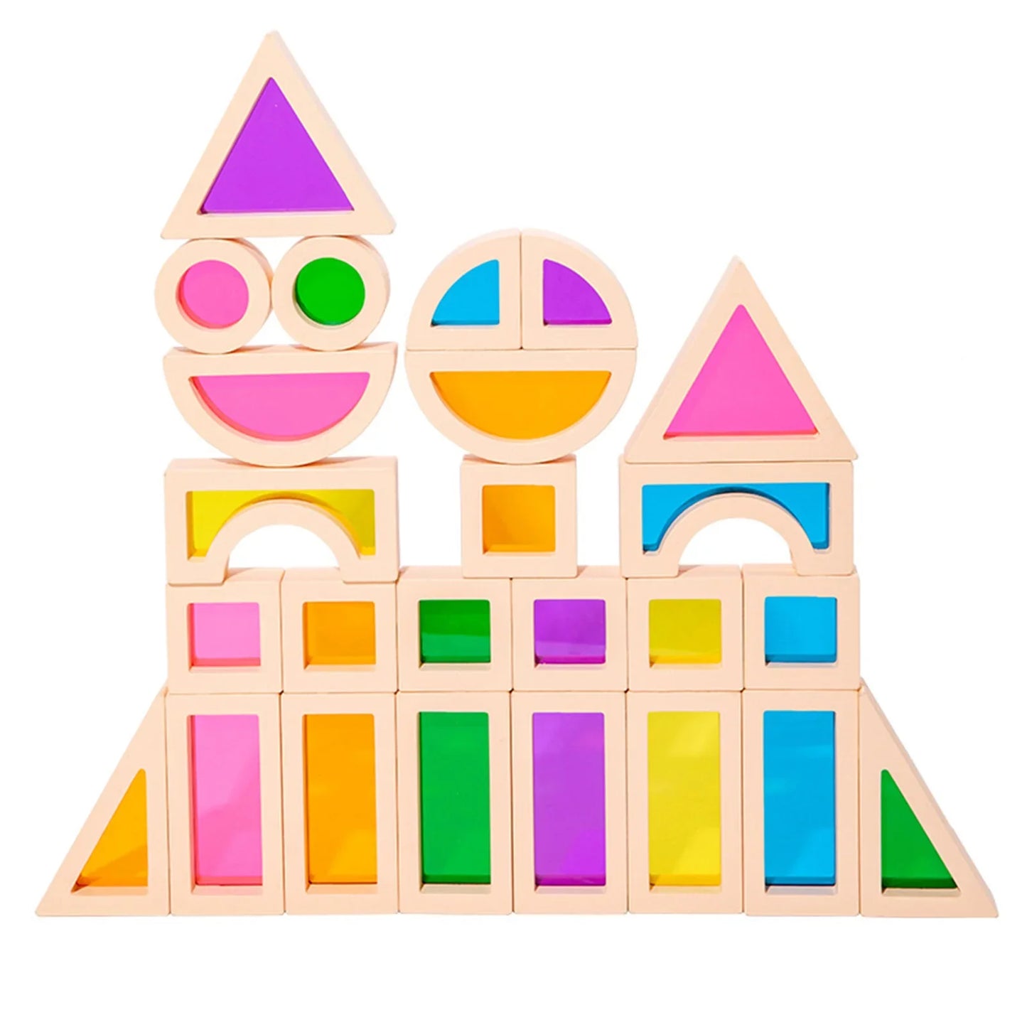 Kreative Montessori Holzbausteine mit verschiedenem Kern