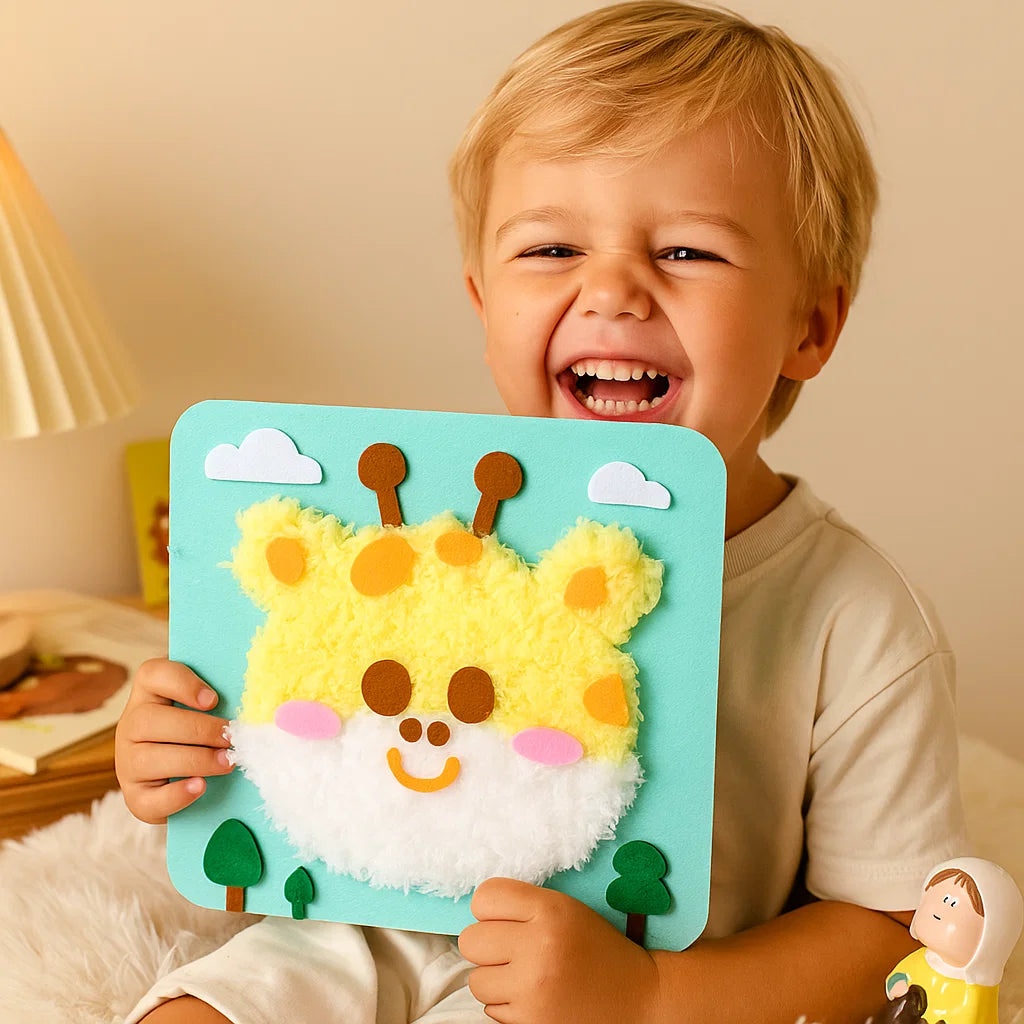 DIY-Bastelset für Kinder zum Thema Tiere ⎜ Kreatives Set zum Selbermachen mit Cartoon-Aufklebern für spielerisches Lernen und Spaß