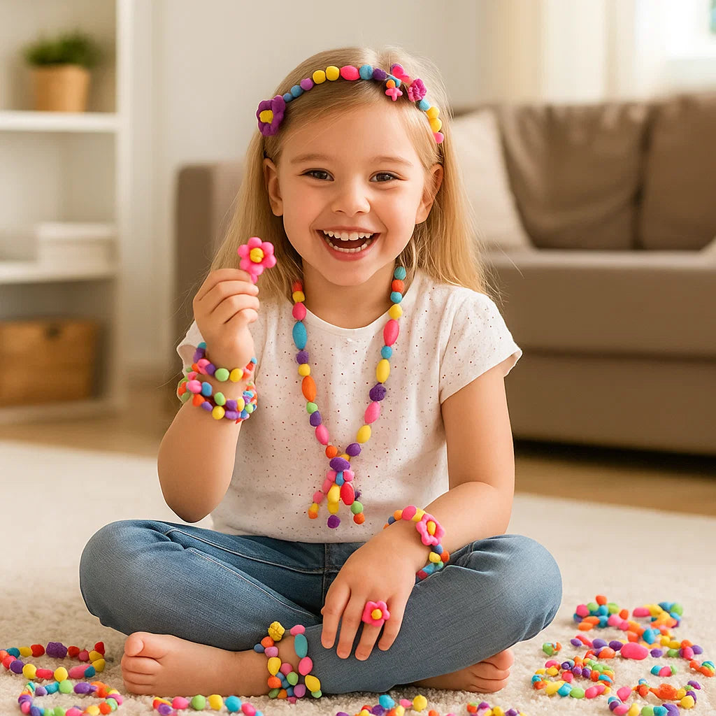 Pop Beads Set für Kinder ⎜ Buntes DIY-Schmuckset für kreatives Spielen und die Entwicklung der Feinmotorik