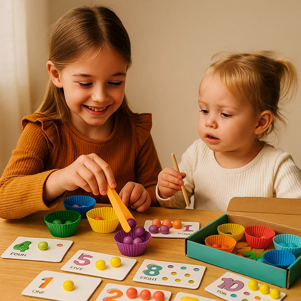 Montessori-Mathe-Puzzle für Kinder ⎜ Pädagogisches Perlen-Zuordnungsspiel zum Erlernen der Zahlenerkennung und des Zählens