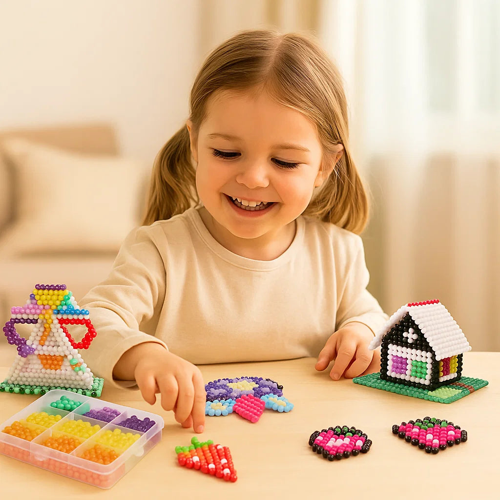 DIY-Wasserperlen-Bastelset für Kinder ⎜ Kreatives Lernspielzeug zum Bauen von bunten 3D-Formen und -Designs
