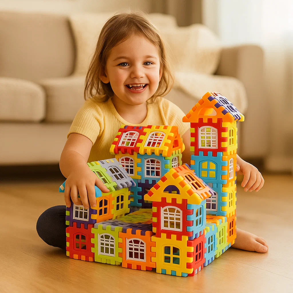 Bausteinset für Kinder ⎜ Kreatives Konstruktionsspielzeug mit Fenstern für fantasievolles Lernen und die Förderung der Feinmotorik