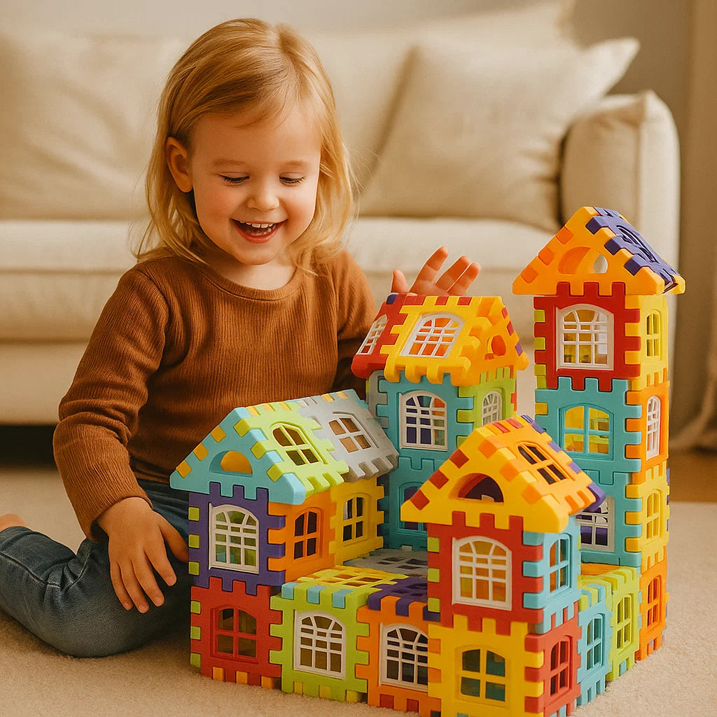 Bausteinset für Kinder ⎜ Kreatives Konstruktionsspielzeug mit Fenstern für fantasievolles Lernen und die Förderung der Feinmotorik