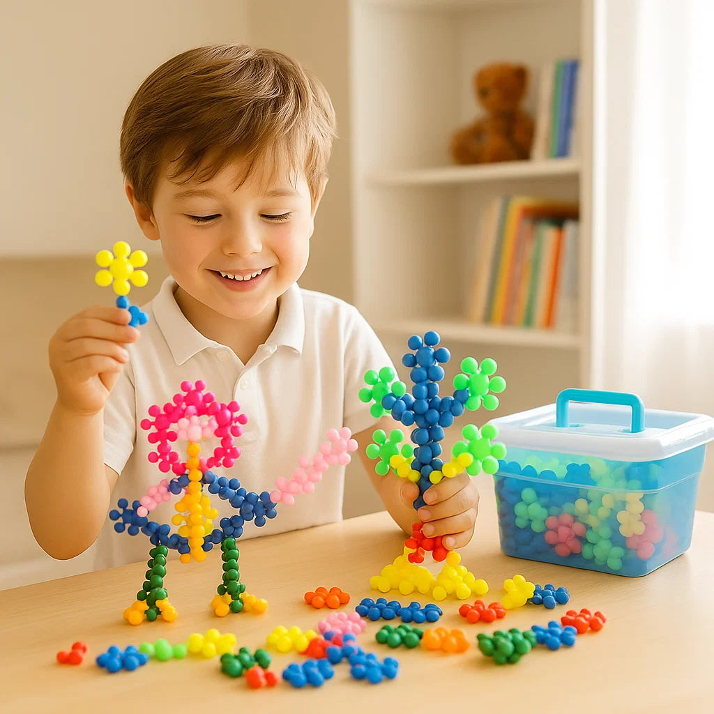 Schneeflocken-Bausteine für Kinder ⎜ Kreatives 3D-Puzzlespielzeug für pädagogischen Spaß und Feinmotorik