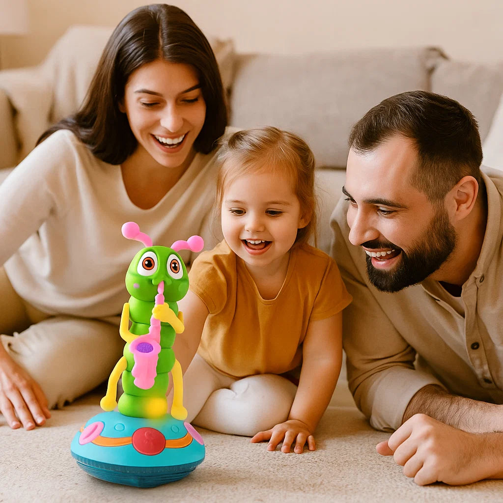 Musikalisches Krabbelspielzeug für Babys ⎜ Sich drehende Raupe mit Licht und Ton für frühes Lernen und spielerische Bewegung