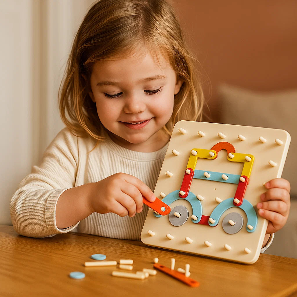 Montessori-Steckbrett-Puzzle für Kinder ⎜ Kreatives Form-Zuordnungsspielzeug mit Buchstaben und Zahlen für frühkindliches Lernen
