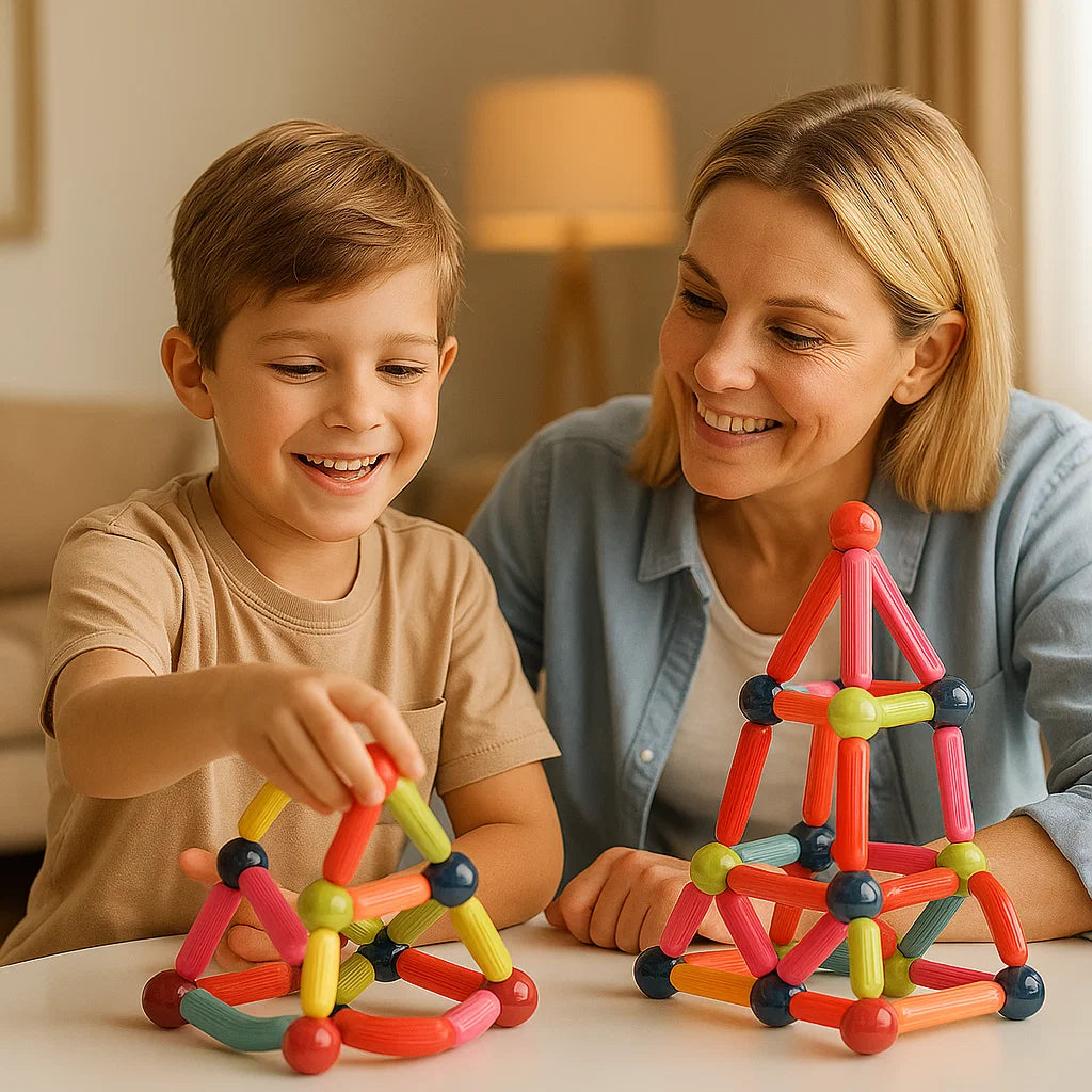 Magnetischer Baukasten für Kinder ⎜ Buntes Konstruktionsspielzeug für Kreativität, MINT-Lernen und motorische Fähigkeiten