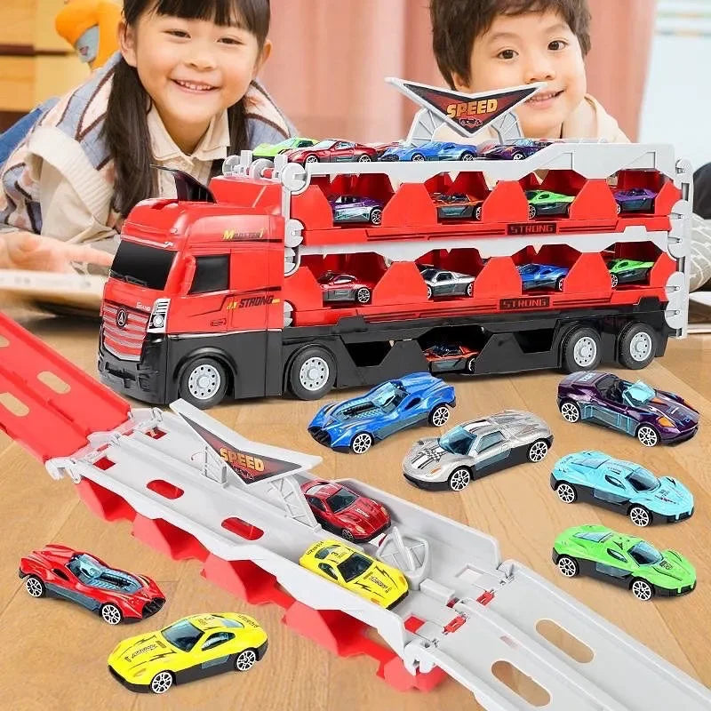 2in1 Ausklapbare Lastwagen Rennstrecke