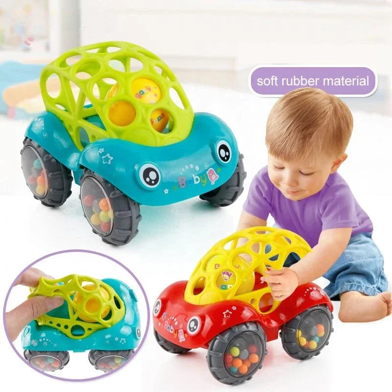 Rasselndes Baby-Spielzeugauto – Weiches Greifauto mit Geräuschen & Lichteffekten
