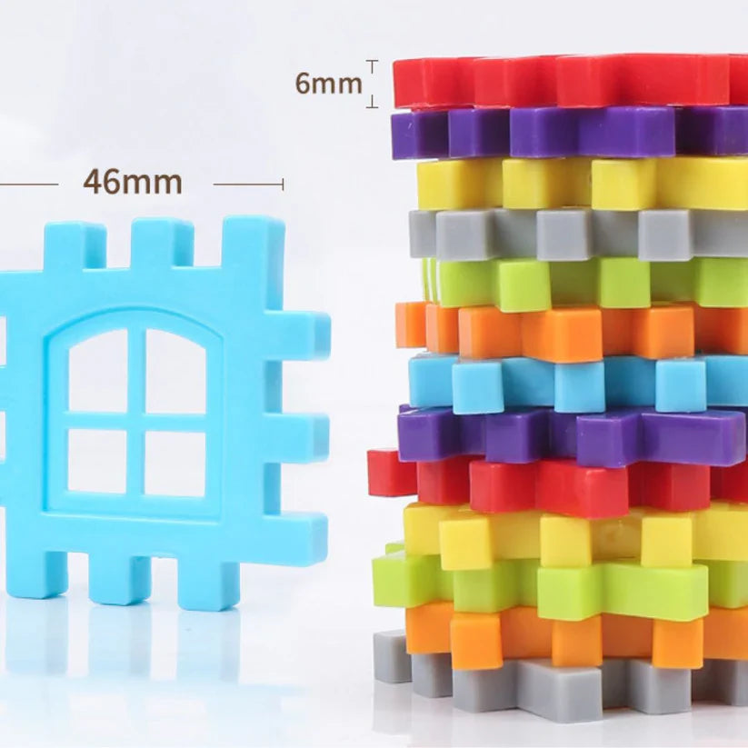 Bausteinset für Kinder ⎜ Kreatives Konstruktionsspielzeug mit Fenstern für fantasievolles Lernen und die Förderung der Feinmotorik