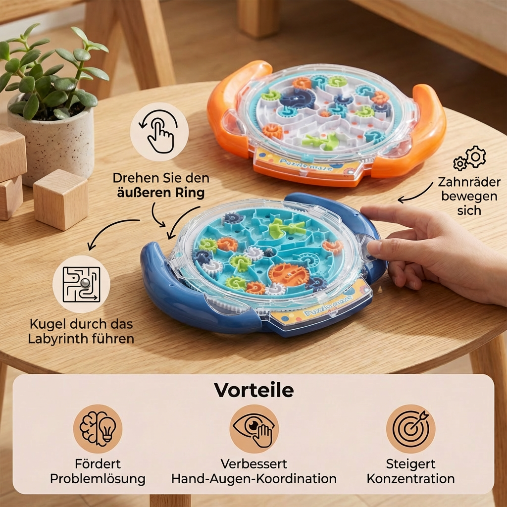 3D Kugel-Labyrinthrad – Geschicklichkeits- und Lernspiel