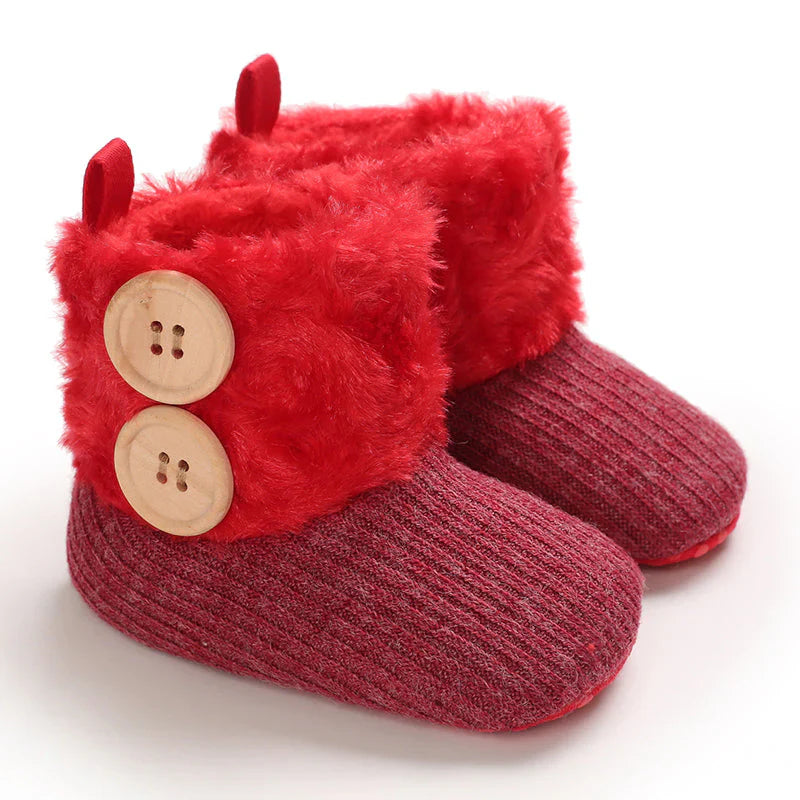 Warme Baby-Winterstiefel – Weiche, gefütterte Hausschuhe mit rutschfester Sohle