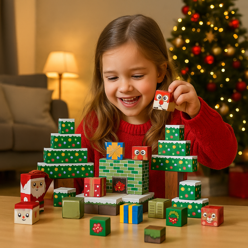 Weihnachtliche Magnet Würfel Bausteine