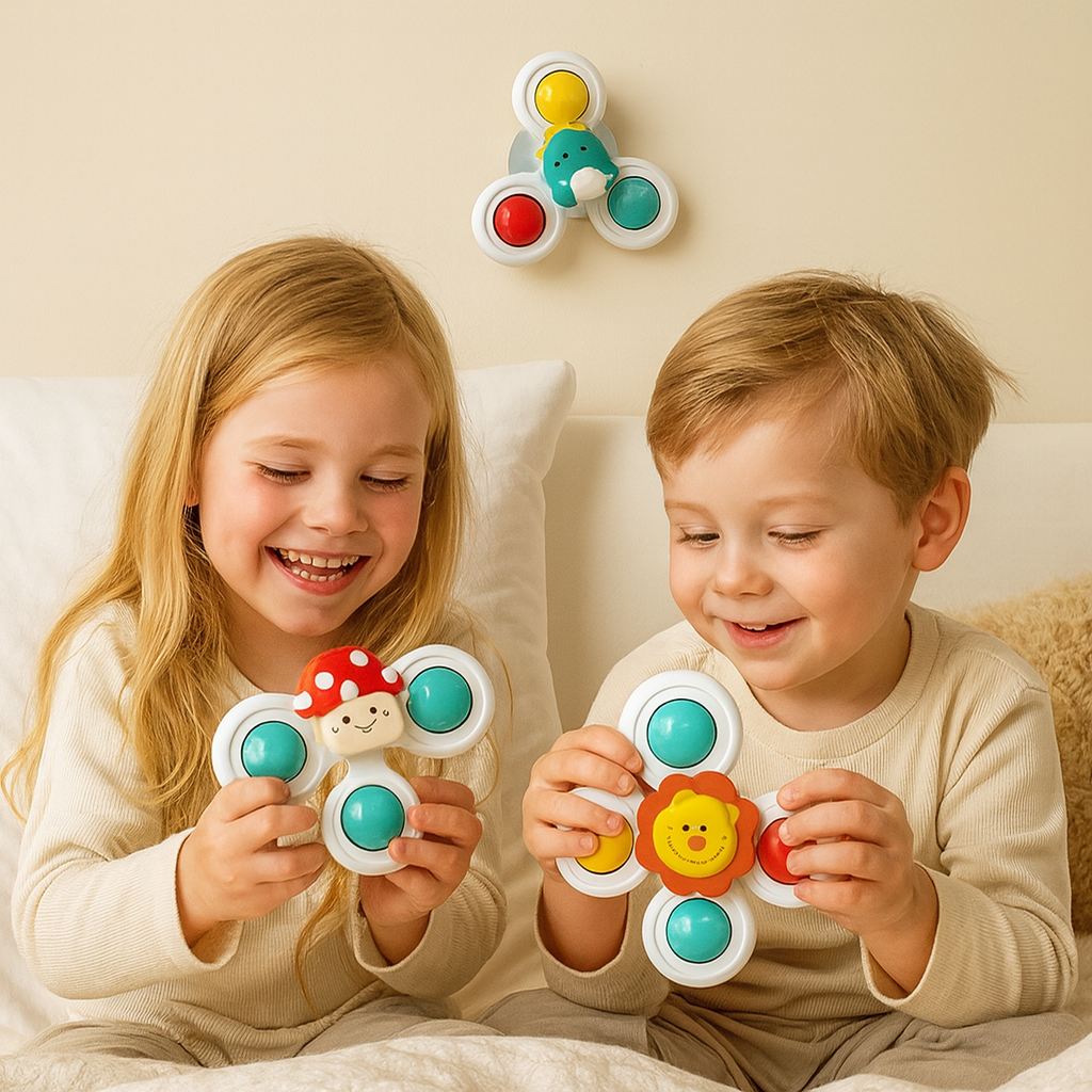 Niedliches Saugnapf Drehspielzeug für Babys 3er Set