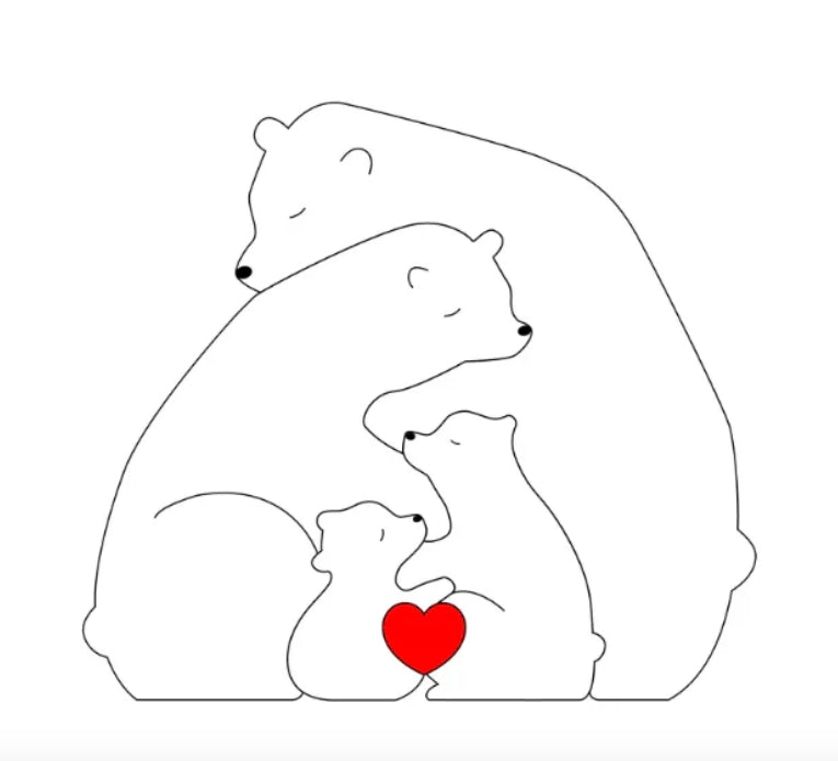 Handgefertigte Personalisierte Bärenfamilie