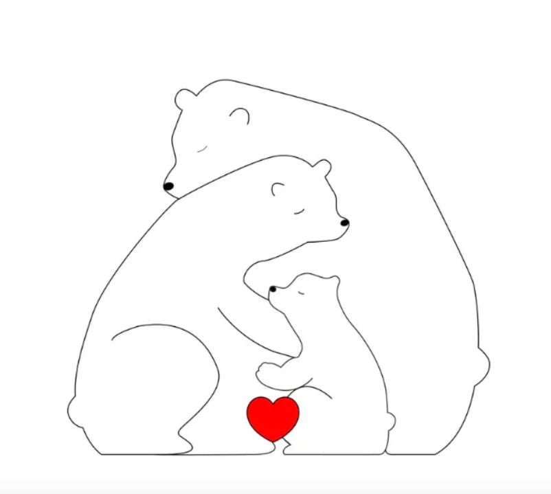 Handgefertigte Personalisierte Bärenfamilie