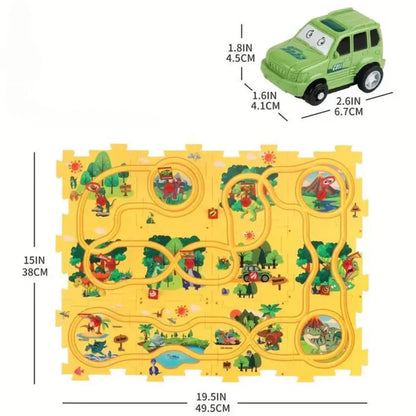 Puzzle Track Spielmatte für Kinder ⎜ Interaktives Bodenspiel mit verbindbaren Straßen für fantasievollen Rennspaß