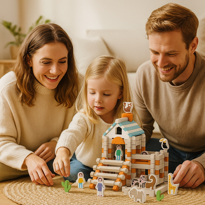 Montessori Holz-Baustein Set – Natürliches Stapel- und Konstruktionsspielzeug