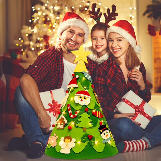 Montessori 3D Filz Weihnachtsbaum mit Lichterkette