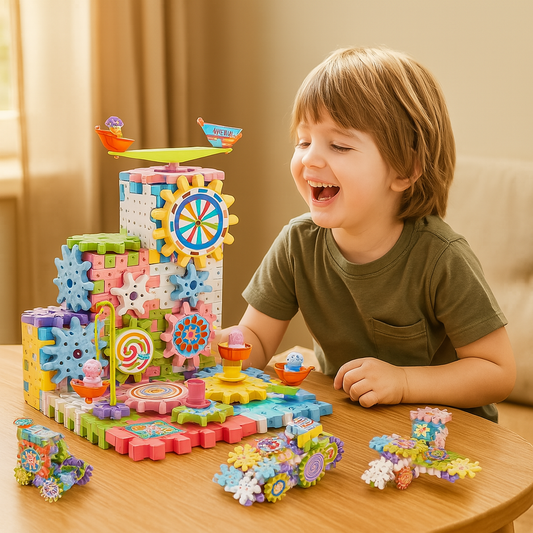 Rotierendes Montessori Zahnrad-Baustein Spielzeug