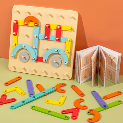 Montessori-Steckbrett-Puzzle für Kinder ⎜ Kreatives Form-Zuordnungsspielzeug mit Buchstaben und Zahlen für frühkindliches Lernen