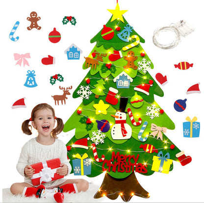 Montessori Filz Weihnachtsbaum mit Lichterkette