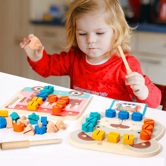 Montessori Farbenschauben Bärenplatte für Kleine Handwerker