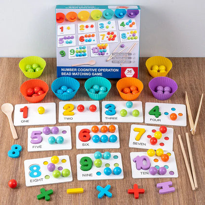 Montessori-Mathe-Puzzle für Kinder ⎜ Pädagogisches Perlen-Zuordnungsspiel zum Erlernen der Zahlenerkennung und des Zählens