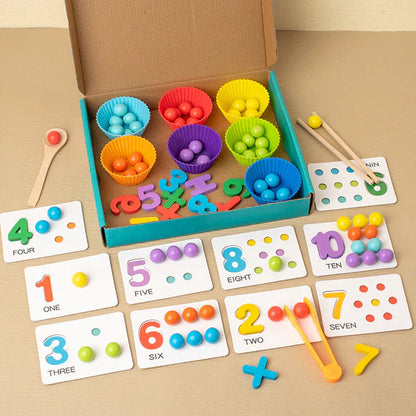 Montessori-Mathe-Puzzle für Kinder ⎜ Pädagogisches Perlen-Zuordnungsspiel zum Erlernen der Zahlenerkennung und des Zählens