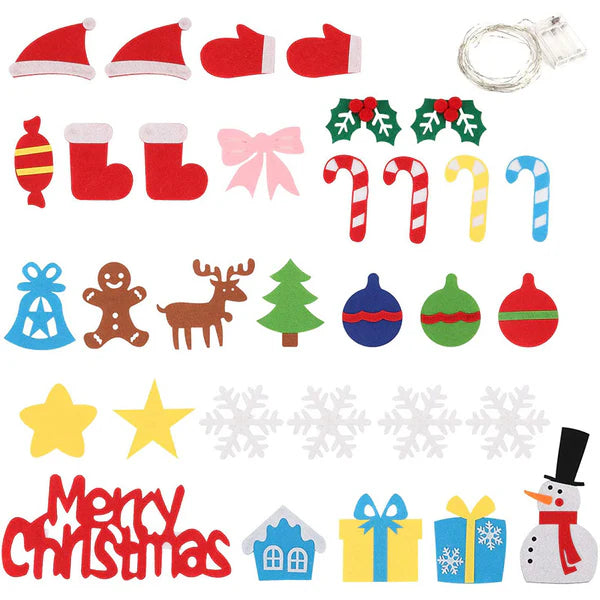 DIY-Filz-Weihnachtsbaum für Kinder ⎜ Sichere Wanddekoration mit abnehmbaren Ornamenten für Spiel und Spaß in der Weihnachtszeit