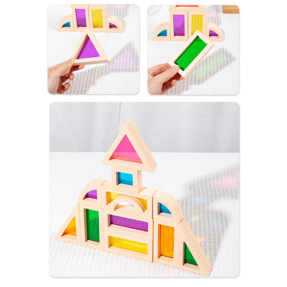 Kreative Montessori Holzbausteine mit verschiedenem Kern