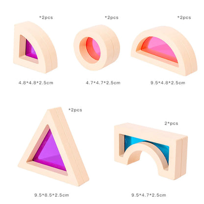Kreative Montessori Holzbausteine mit verschiedenem Kern