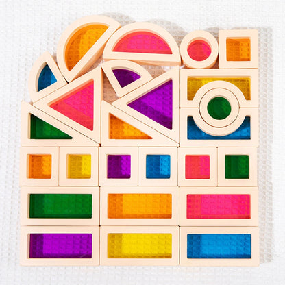 Kreative Montessori Holzbausteine mit verschiedenem Kern