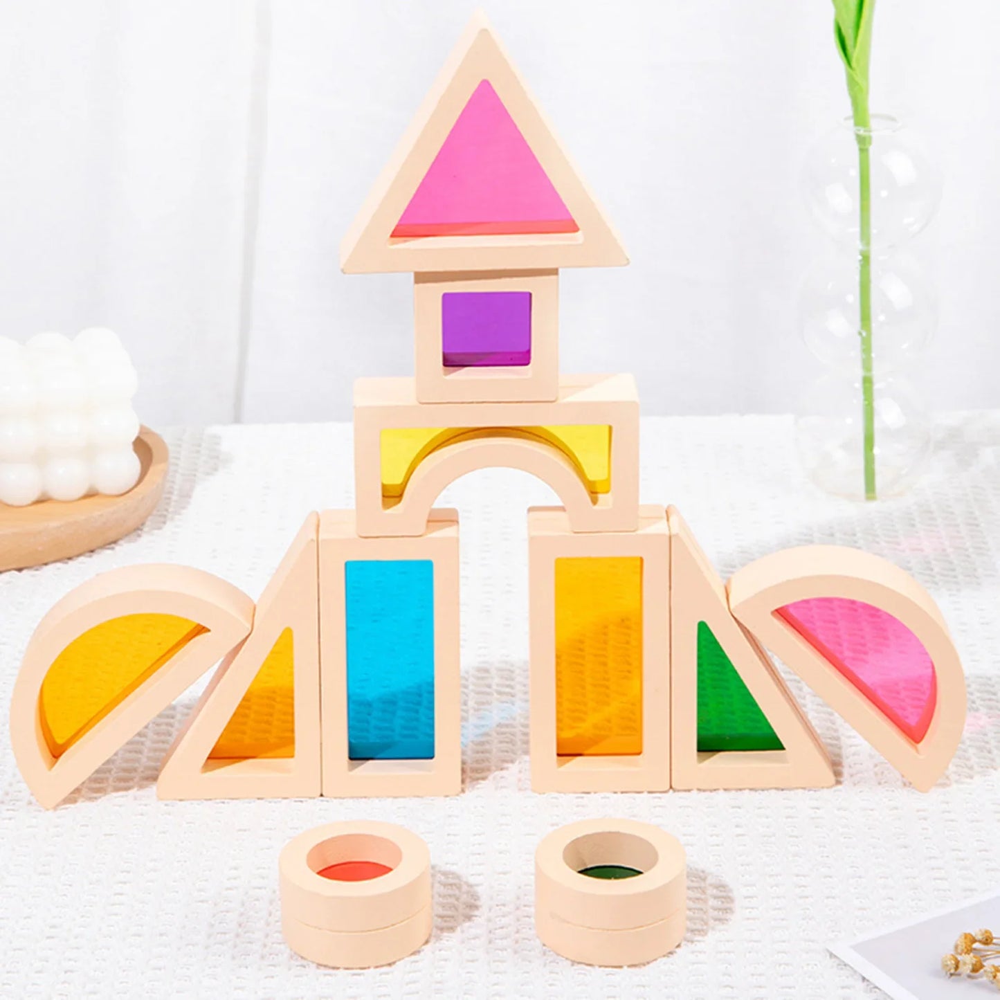 Kreative Montessori Holzbausteine mit verschiedenem Kern