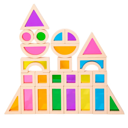 Kreative Montessori Holzbausteine mit verschiedenem Kern