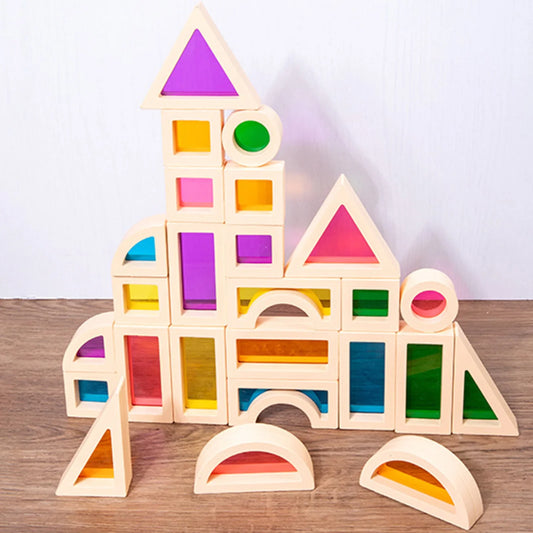 Kreative Montessori Holzbausteine mit verschiedenem Kern