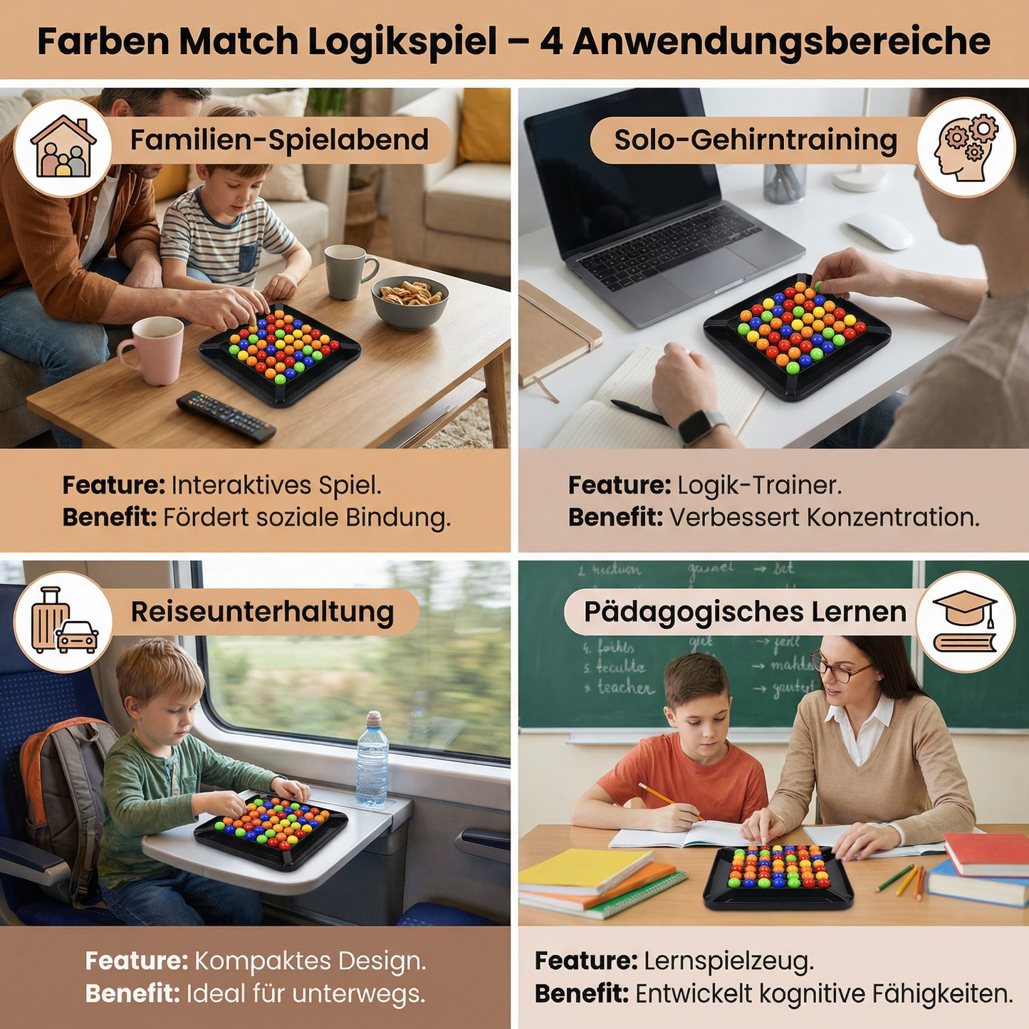 Farben Match Logikspiel – Interaktives Kugel-Denkspiel für Kinder & Erwachsene