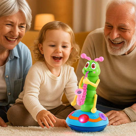 Musikalisches Krabbelspielzeug für Babys ⎜ Sich drehende Raupe mit Licht und Ton für frühes Lernen und spielerische Bewegung