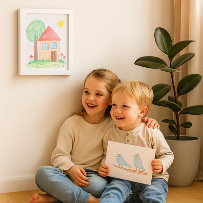 Kinderkunst-Bilderrahmen ⎜ Aufklappbarer Bilderrahmen mit Stauraum für Zeichnungen und kreative Projekte