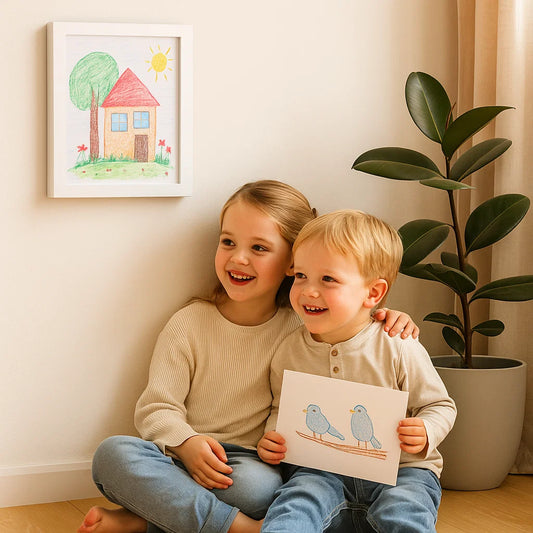 Kinderkunst-Bilderrahmen ⎜ Aufklappbarer Bilderrahmen mit Stauraum für Zeichnungen und kreative Projekte