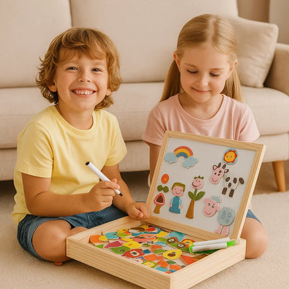 Magnetisches Puzzlebrett für Kinder ⎜ Kreatives Lernspielzeug mit Zeichen- und Formzuordnungsfunktionen