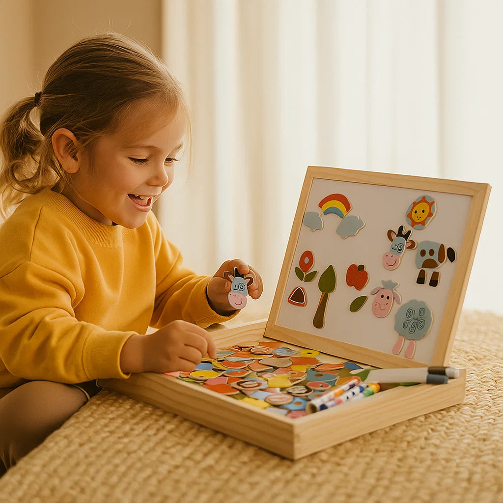 Magnetisches Puzzlebrett für Kinder ⎜ Kreatives Lernspielzeug mit Zeichen- und Formzuordnungsfunktionen