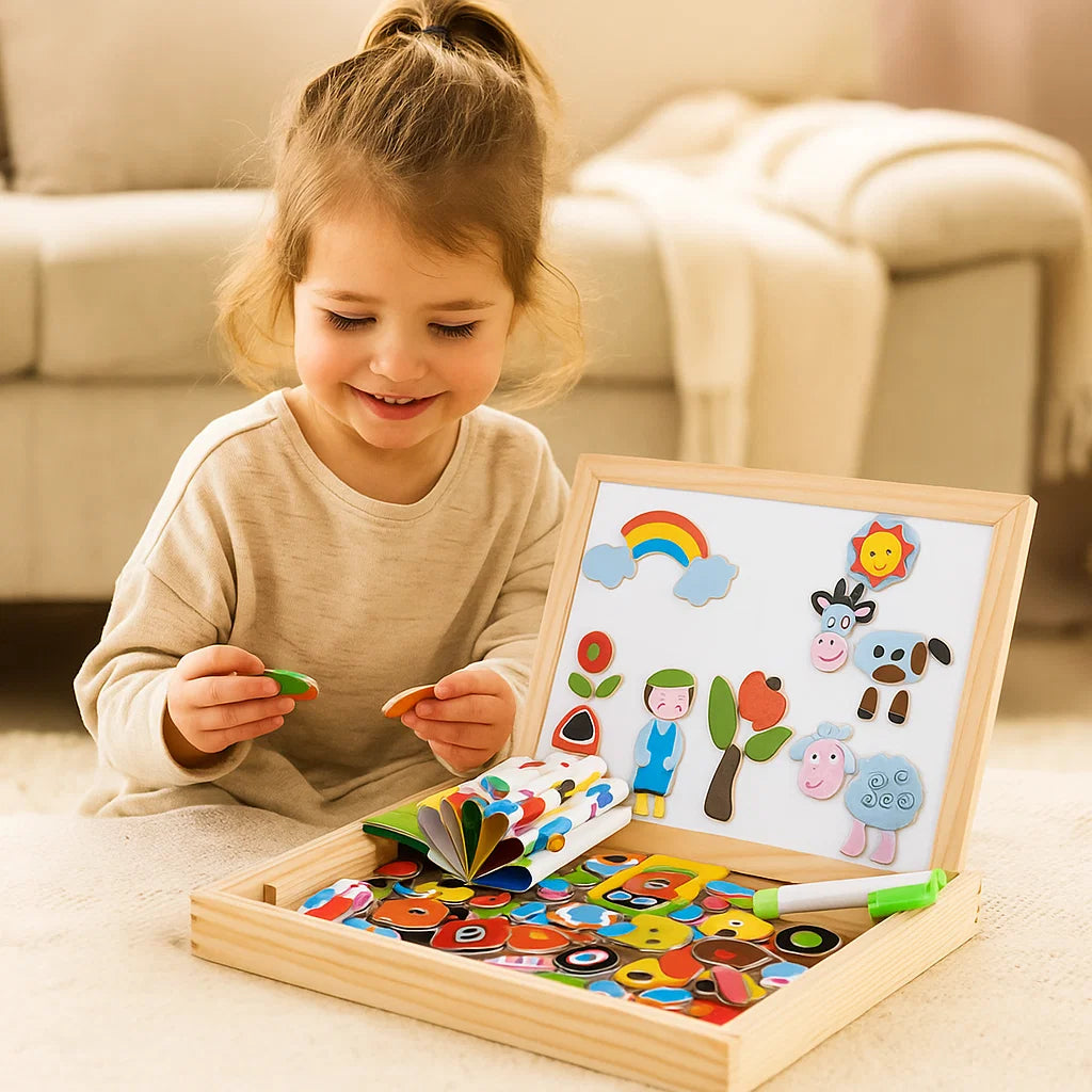 Magnetisches Puzzlebrett für Kinder ⎜ Kreatives Lernspielzeug mit Zeichen- und Formzuordnungsfunktionen
